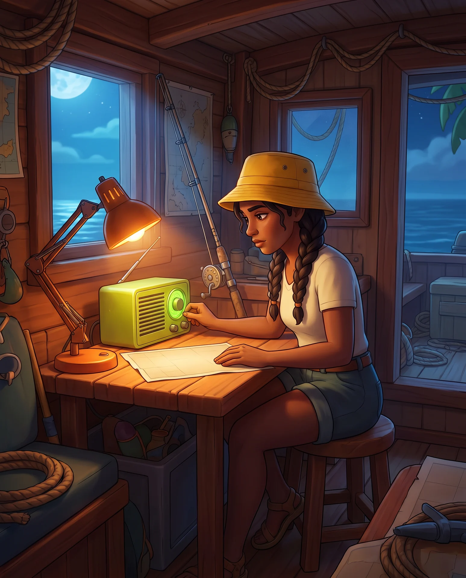 Fictional narrator at radio desk