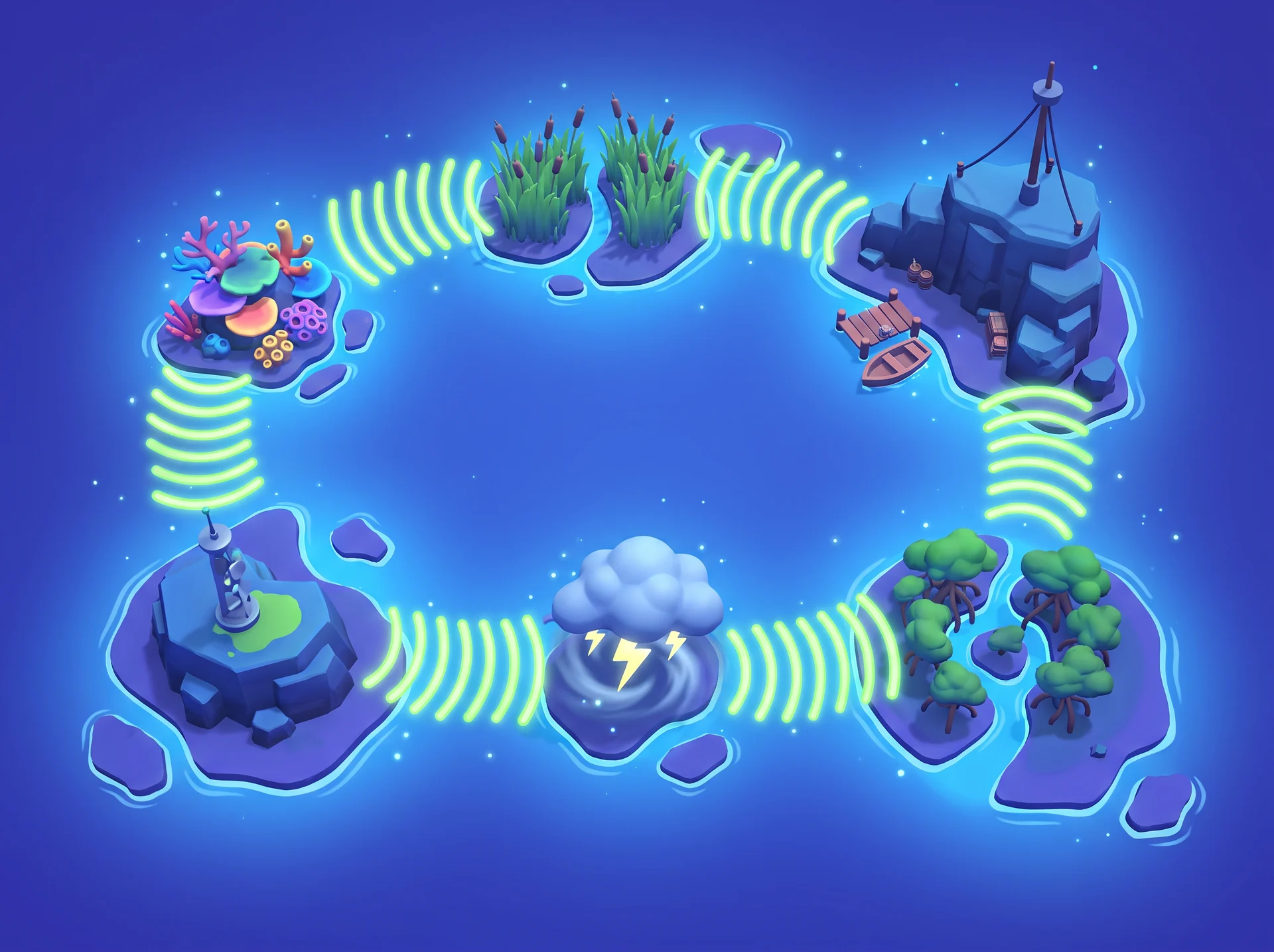 Decorative fictional broadcast route chart